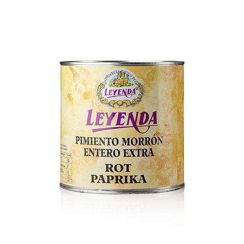 Pimientos, ganze, rote, geschälte Paprika, Layenda, 2,5 kg