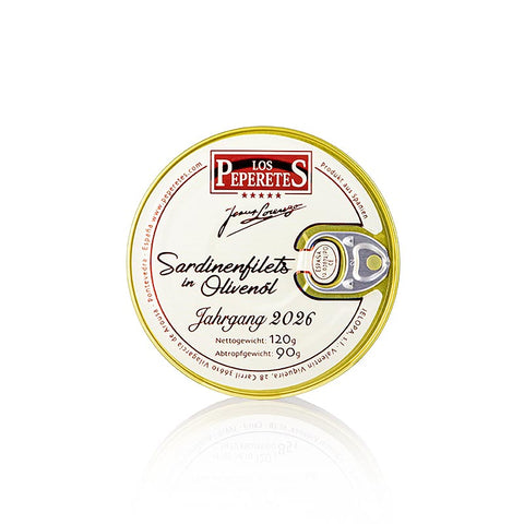 Jahrgangssardinen Filets 2026, in Olivenöl, Los Peperetes, 120 g
