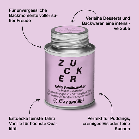 Vanillezucker 5% Tahiti Vanille, Backzucker, extra-fein