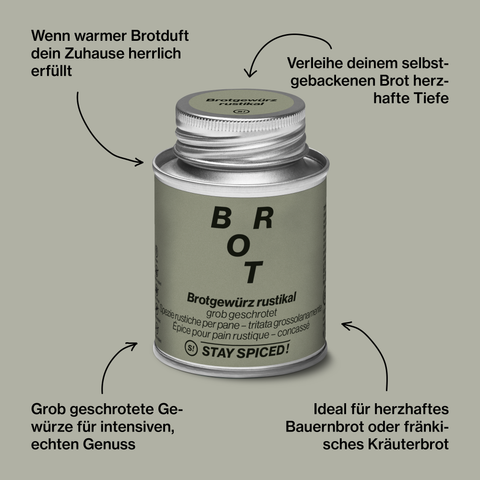 Brotgewürz "rustikal" grob geschrotet mit Schwarzkümmel