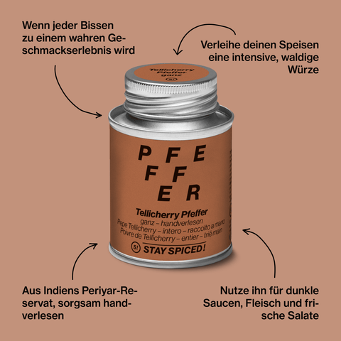 Tellicherry Pfeffer handverlesen, ganz