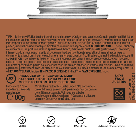 Tellicherry Pfeffer handverlesen, ganz