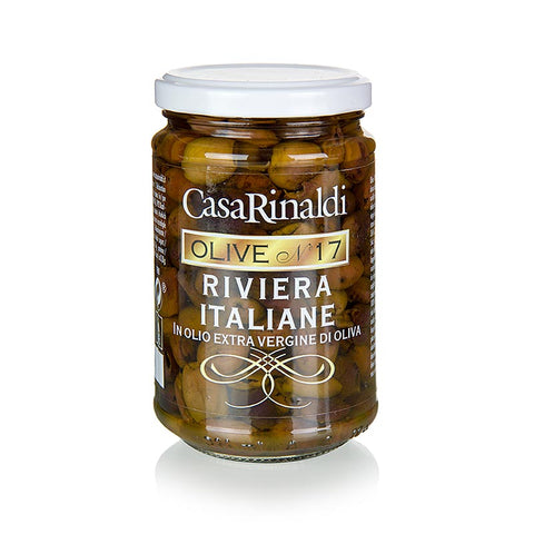 Black olives, pitted (Snocciolate), in olive oil, Casa Rinaldi, 280 g