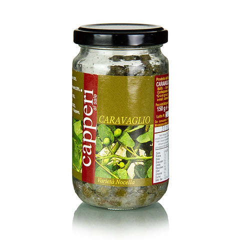 Capers, small, ø 7-8mm, in sea salt, Caravaglio, 150 g