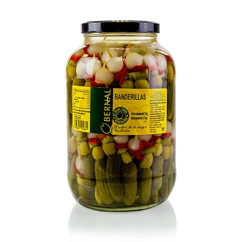 Cucumber skewers with onions, olives and chili, Banderlillas, 4.1 kg