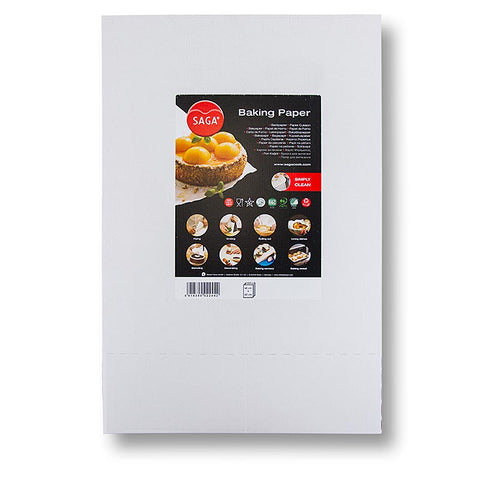 Saga Kochpergament (Backpapier), auf 40 x 60cm geschnitten, im Spender, 500 Blatt