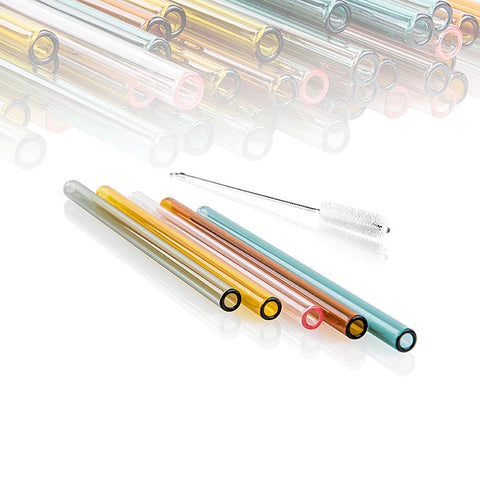 Glass drinking straws, straight &amp; colorful, ø8mm (1.5mm wall), 15cm, 50 pieces