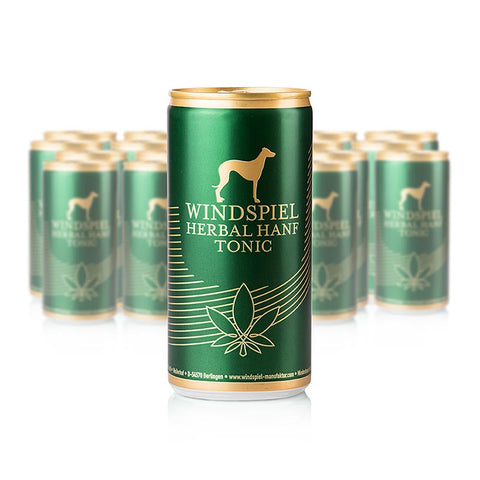 Windspiel - Herbal Hanf Tonic Water aus der Eifel (grüne Dose), 4,8 l, 24 x 200ml