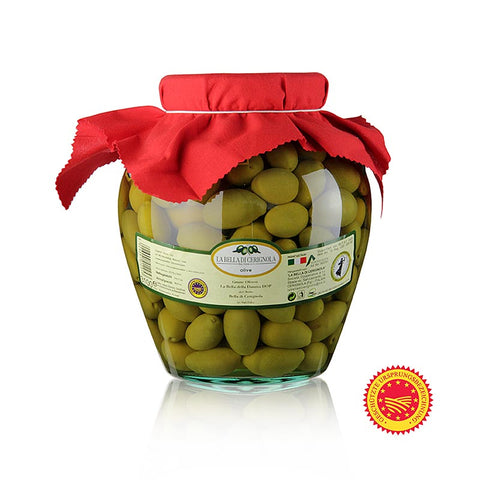 Green olives, pitted, "Bella della Daunia", in brine, Apulia, 3.14 kg