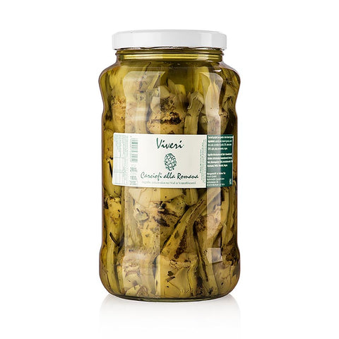 Pickled Romana Artichokes, with stem, grilled, in oil, Viveri, 2.9 kg