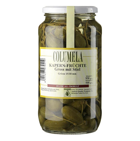 Capers, medium, with stem, ø 15-18mm, Columela, 950 g