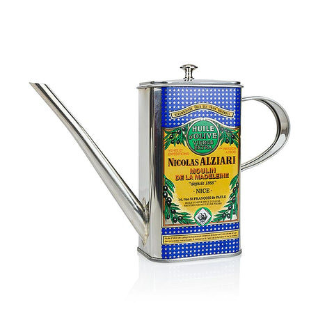 Alziari olive jug, empty, metal, 500ml capacity, 1 piece