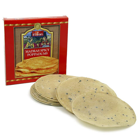 Pappadums with black pepper ø 12-13cm, 112 g, 12 pcs