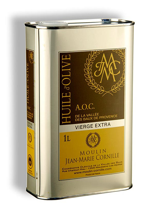 Natives Olivenöl, Fruité Noir, mild-süßlich, Baux de Provence, g.U., Cornille, 1 l