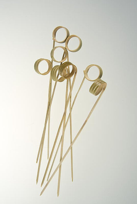 Bambus-Spieße, mit Loop (Ringende), 12cm, 100 St