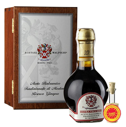 Aceto Balsamico Tradizionale di Modena DOP/g.U., Riserva Ginepro, 80 Jahre, Malpighi, 100 ml
