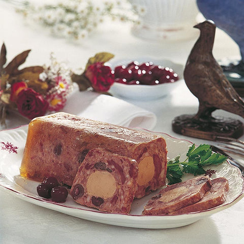 Terrine of pigeon, with cherries and duck liver foie gras (20%), Rougie, 1 kg