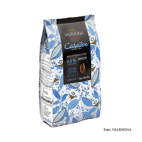 Gebinde-3-Valrhona Pur Caraibe "Grand Cru", dunkle Couverture, Callets, 66% Kakao, 3 kg