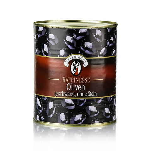 Gebinde-6-Schwarze Oliven, ohne Kern, geschwärzt, in Lake, 850 g