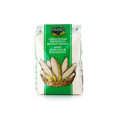 Gebinde-10-Polenta - Bramata Bianca, Maisgrieß, weiß und grob, Favero, 1 kg