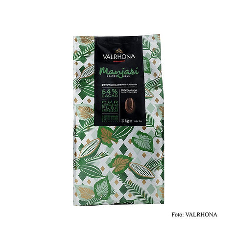 Gebinde-3-Valrhona Manjari "Grand Cru", dunkle Couverture, Callets, 64% Kakao, Madagaskar, 3 kg