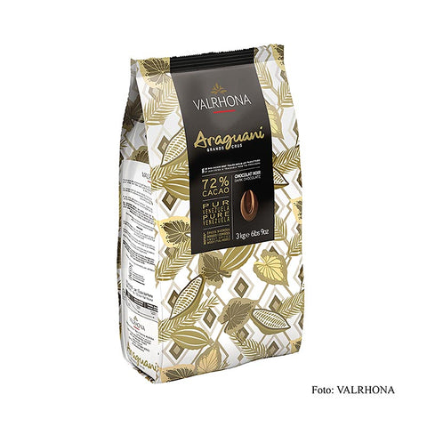 Gebinde-3-Valrhona Araguani "Grand Cru", dunkle Couverture, Callets, 72% Kakao, Venezuela, 3 kg