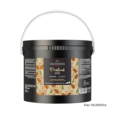 Gebinde-2-Praliné Masse fein, 60% Mandel, intensive Nuss- und kräftige Karamellnoten, 5 kg