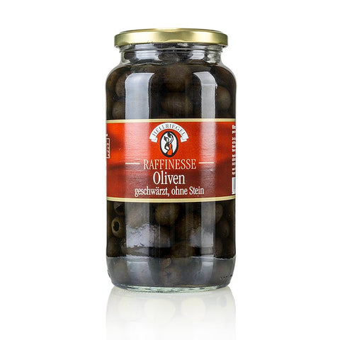 Gebinde-6-Schwarze Oliven, ohne Kern, geschwärzt, in Lake, 935 g