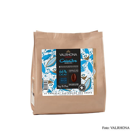 Gebinde-9-Valrhona Pur Caraibe "Grand Cru", dunkle Couverture, Callets, 66% Kakao, 1 kg