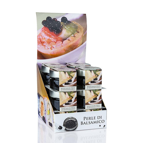 Gebinde-12-Würzkaviar "Balsamico Essig", Perlgrösse 3-5mm, Sphären, Terra del Tuono, 50 g