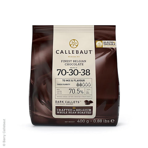 Gebinde-7-Zartbitterschokolade, Callets, 70,5% Kakao (70-30-38), 400 g