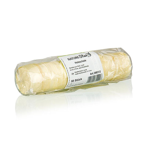 Pack of 10 disposable wooden timbales (cups), Ø5cm, 2cm high (do not hold liquid), 50 pieces