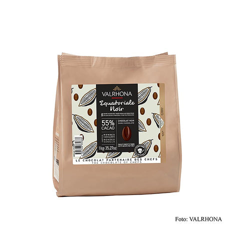 Gebinde-9-Valrhona Equatoriale Noire 55%, Callets, Dunkle Couverture (4661), 1 kg