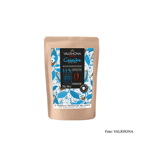 Gebinde-12-Valrhona Caraibe, Bitterschokolade, 66%, Callets, 250 g