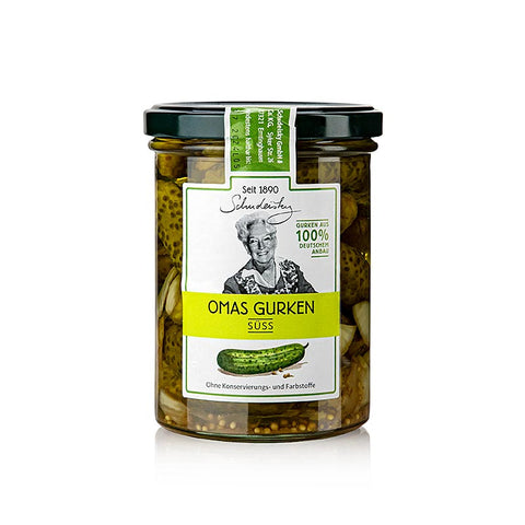 Pack of 12 Grandma's sweet pickled cucumbers, Schudeisky, 400 g