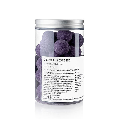 Gebinde-12-Haupt Lakritz ULTRA VIOLET, Salzlakritz & Veilchen, Schweden, 250 g