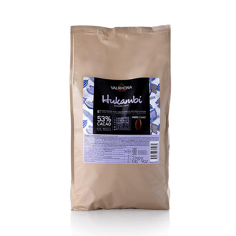 Valrhona Hukambi Lactée 53%, Callets, whole milk couverture (49787), 3 kg