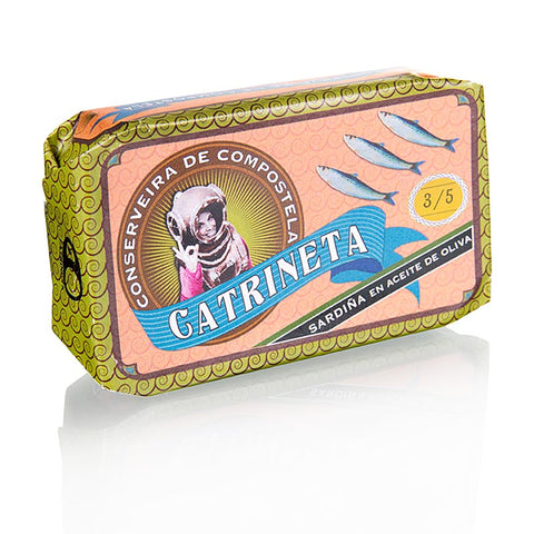 Sardines, whole, in olive oil, 3-5 pieces, Catrineta, 115 g
