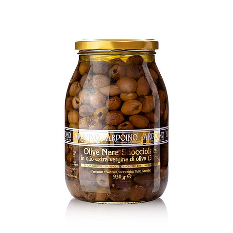 Black olives, pitted (Snocciolate), in olive oil, Ardoino, 930 g