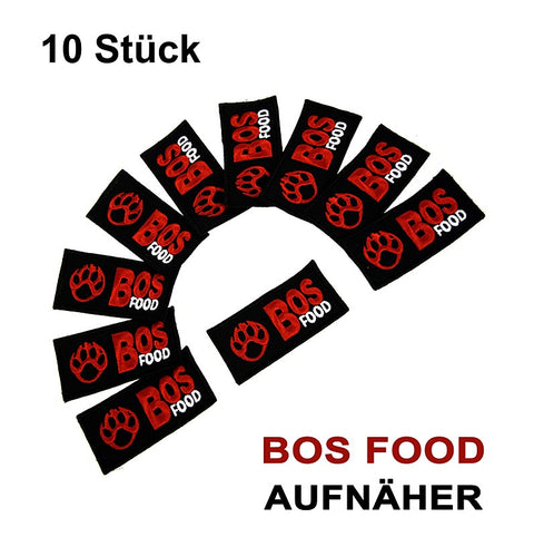 BOS FOOD Aufnäher-Sticker, schwarz mit Logo, 10 St