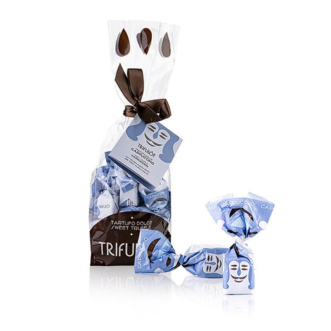 Mini Trüffelpralinen "trifulòt", Cappuccino (hellblau), ca. 7 g, Tartuflanghe, 180 g