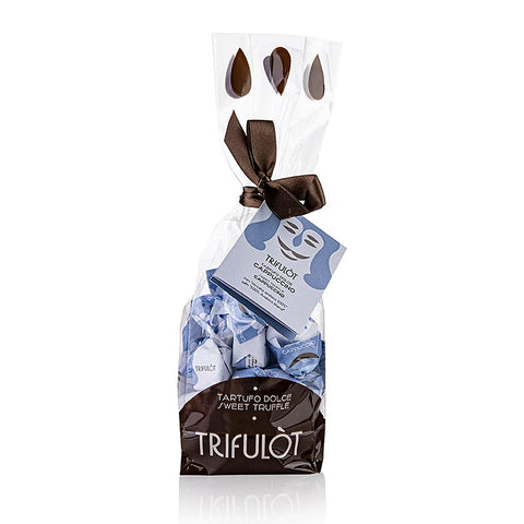 Gebinde-8-Mini Trüffelpralinen "trifulòt", Cappuccino (hellblau), ca. 7 g, Tartuflanghe, 180 g