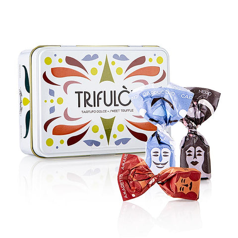 Mini Trüffelpralinen "trifulòt", in Metal-Geschenkbox, 3 Sorten (DCA), ca. 7 g, Tartuflanghe, 100 g