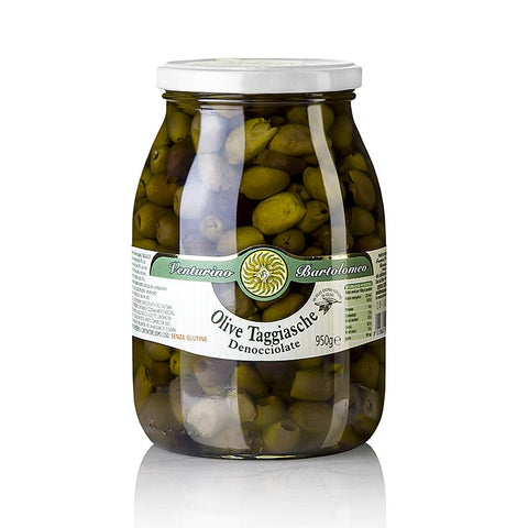 Olive mixture, green &amp; black Taggiasca olives, pitted, in oil, Venturino, 950 g