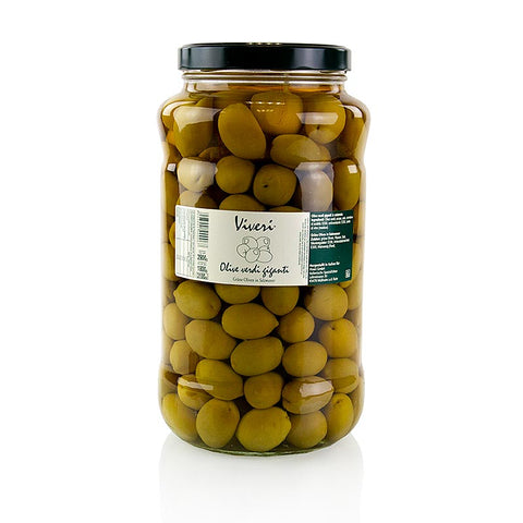 Green olives, pitted, Gigante, in brine, Viveri, 2.9 kg