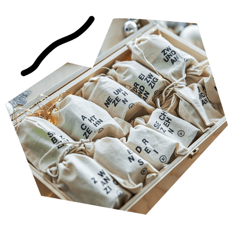 Advent Calendar - STAY SPICED! DIY - Wooden Box + 24 Jute Bags