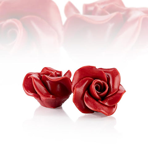 Gebinde-6-Rose, rot, aus Schokolade, Dobla (77561), 300 g, 15 St