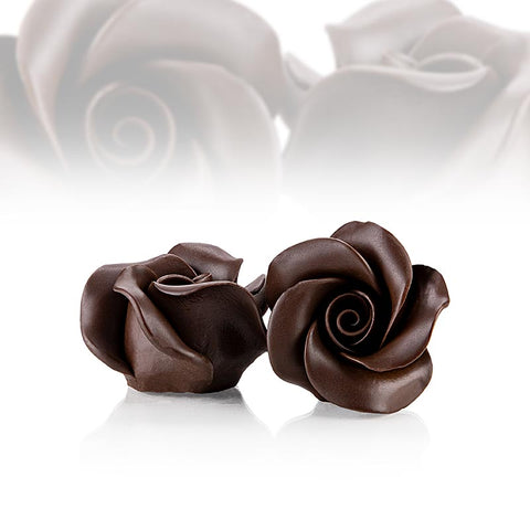 Gebinde-6-Rose, dunkel, aus Schokolade, Dobla (77491), 300 g, 15 St