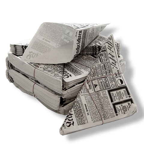 Disposable snack fish &amp; chips/French fries bags, with newspaper print, 21cm, 1,050 pcs