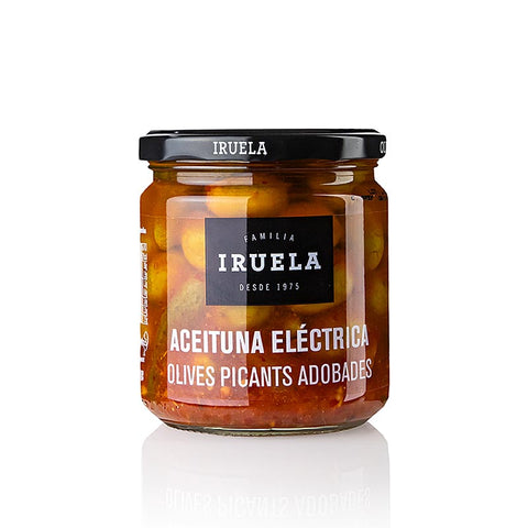 Aceituna Electrica, Grüne Oliven mit Stein, pikant, Iruela, 365 g